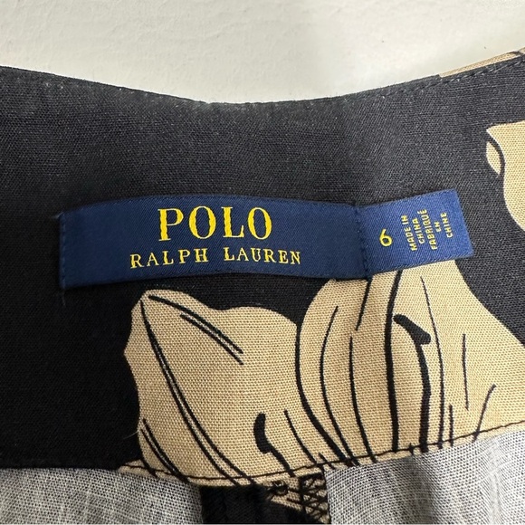 Polo Ralph Lauren Floral Black and Cream Wide-Leg Pants size 6 - Picture 6 of 11